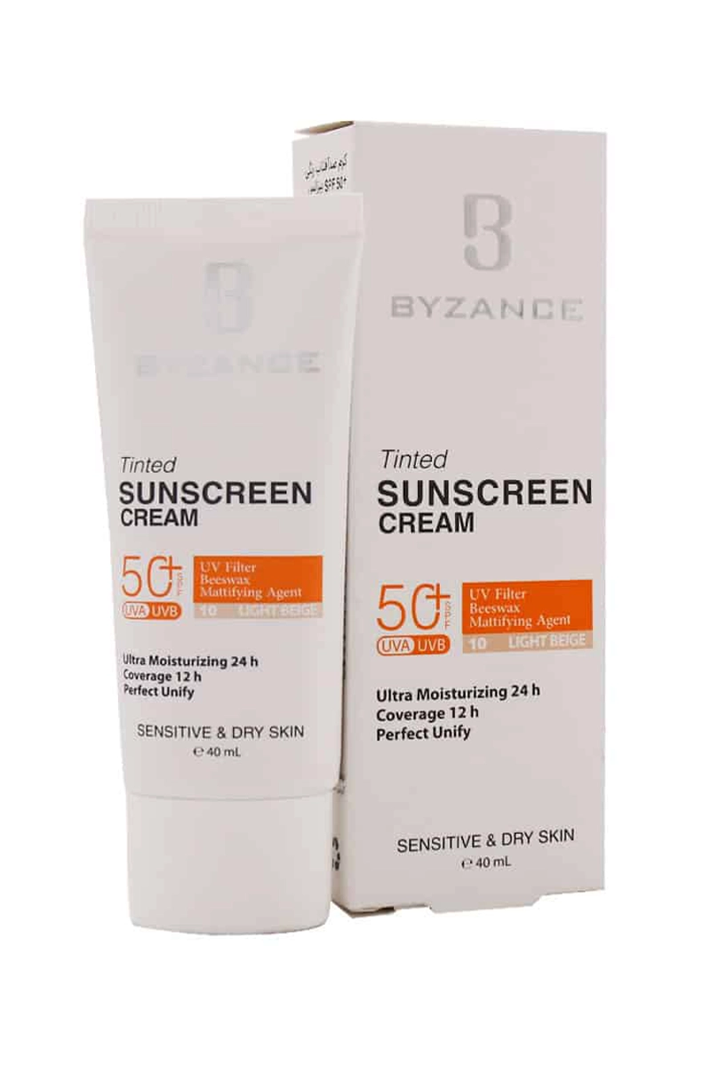 کرم ضد آفتاب آبرسان و رنگی بیزانس SPF50 - پوست خشک